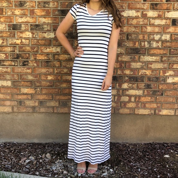 Mikarose Dresses & Skirts - Mika Rose Maya Navy Stripe Maxi Dress